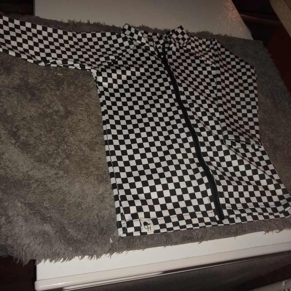 George Kids Checkered Raincoat - Black and White